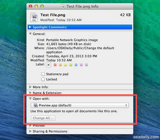 how to set default program to open files mac